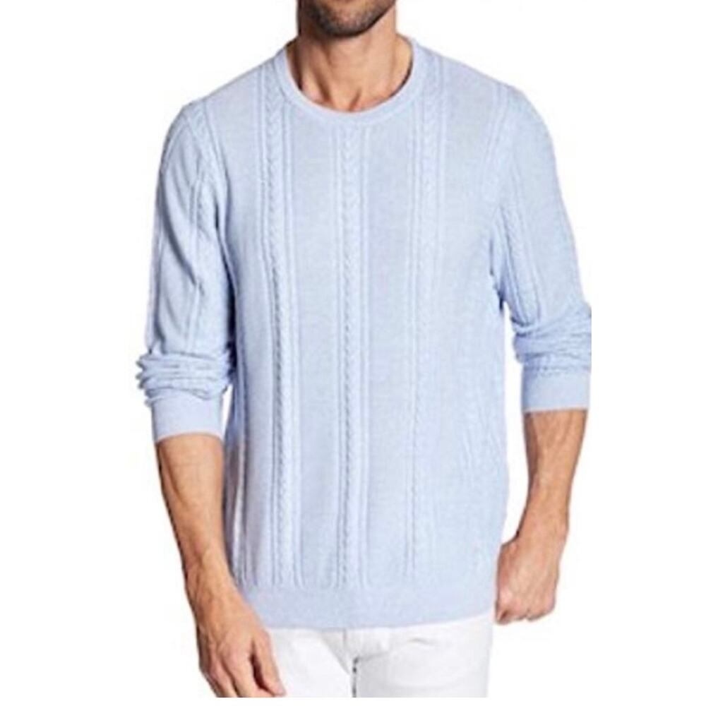 Tommy Bahama Marled Sands Silk Cotton Crew Beachcomber Blue Sweater, Size Xl